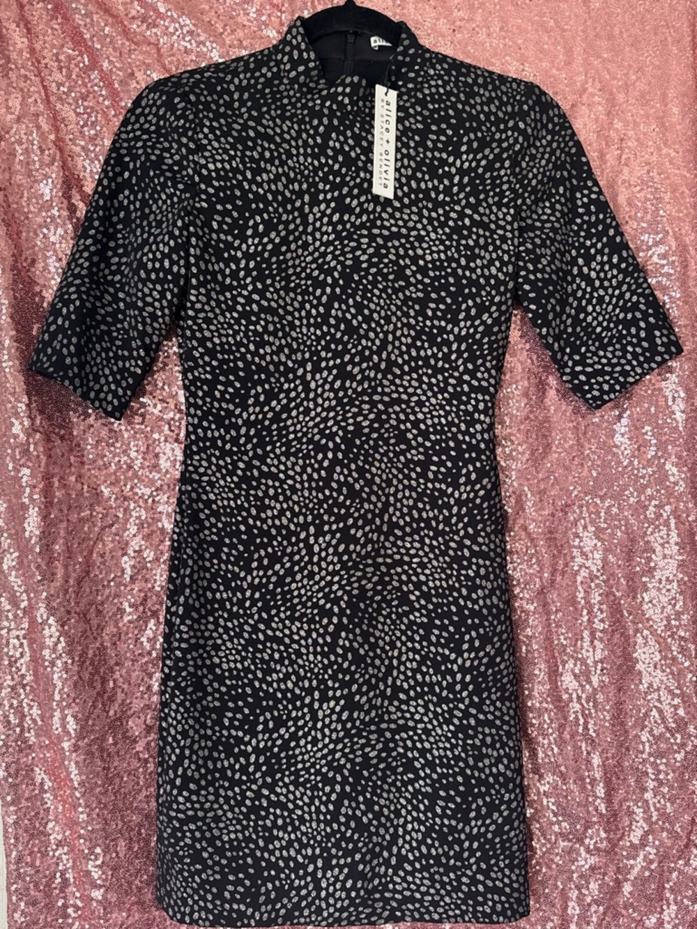 Black & White Dot Print Short Sleeve Dress ALICE AND OLIVA